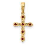 14k Garnet and Diamond Cross Pendant - Image 3