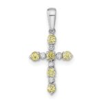 14k White Gold Peridot and Diamond Cross Pendant