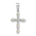 14k White Gold Peridot and Diamond Cross Pendant - Image 3