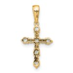14k White Topaz and Diamond Cross Pendant - Image 3