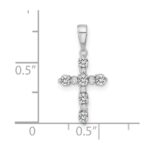 14k White Gold White Topaz and Diamond Cross Pendant - Image 4