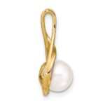 14k 7-8mm White Round Freshwater Cultured Pearl and Diamond Pendant - Image 2