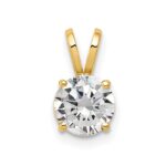 14k 6mm Round Cubic Zirconia Pendant