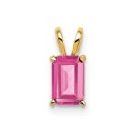 14k 6x4mm Emerald-cut Pink Tourmaline Pendant