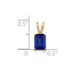 14k 7x5mm Emerald-cut Sapphire Pendant - Image 2