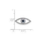 14k White Gold Small Sapphire and A Diamond Evil Eye Chain Slide - Image 2