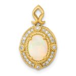 14k Austrian Opal and Diamond Halo Pendant Fits up to 2mm Regular/3mm Fancy or Reversible Omega