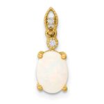 14k Austrian Opal and Diamond Pendant