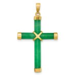 14K Polished Jade -X- Cross Pendant