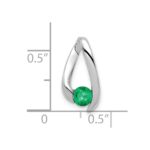 14k White Gold 4mm Round Emerald Chain Slide - Image 3