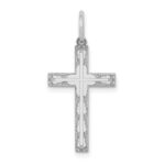 14K White Gold Laser Designed Cross Pendant