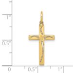 14K Laser Designed Cut-out Cross Charm - Image 3