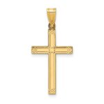 14k Solid Laser Etched Cross Pendant