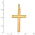 14k Solid Laser Etched Cross Pendant - Image 3