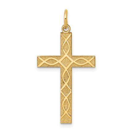 14K Laser Designed Ichthus Cross Charm