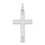14K White Gold Laser Designed Floral Cross Charm - Image 4