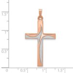 14k Rose Gold and White Rhodium Cross Pendant - Image 3