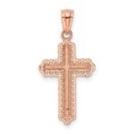 14k Rose Gold and White Rhodium Diamond-cut Cross Pendant - Image 4