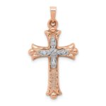 14k Two-tone 1/20 carat Diamond Cross Pendant