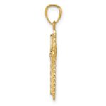 14K with White Rhodium Diamond Cut Cross Pendant - Image 2