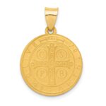 14k Polished and Satin St Benedict Hollow Medal Pendant - Image 3