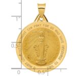 14k Polished and Satin Hollow Large Miraculous Medal Round Pendant - Image 4