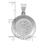 14K White Gold Polished and Satin Hollow Our Guardian Angel Medal Charm - Image 3