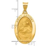 14k Polished and Satin Hollow St. Anthony Medal Oval Pendant - Image 3