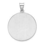 14k White Gold Polished and Satin Hollow Saint Christopher Medal Round Pendant - Image 4
