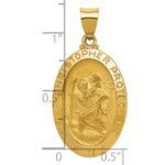 14k Polished and Satin Hollow St Christopher Medal Oval Pendant - Image 3
