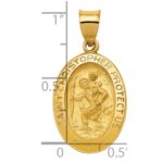 14k Polished and Satin Hollow St Christopher Medal Oval Pendant - Image 3