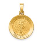 14k Polished and Satin Hollow St John the Baptist Medal Round Pendant