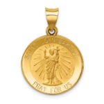 14k Polished and Satin Hollow St John the Baptist Medal Round Pendant