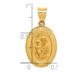 14k Polished and Satin Hollow St Joseph Medal Oval Pendant - Image 3