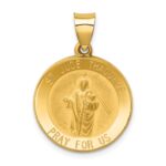14k Polished and Satin Hollow St Jude Thaddeus Medal Round Pendant