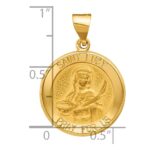 14k Polished and Satin Hollow St Lucy Medal Round Pendant - Image 3