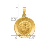 14k Polished and Satin Hollow St. Michael Medal Round Pendant - Image 3