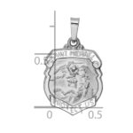 14k White Gold Polished and Satin Hollow Small St Michael Medal Badge Pendant - Image 3