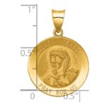 14k Polished and Satin Hollow Mother Teresa Medal Round Pendant - Image 3