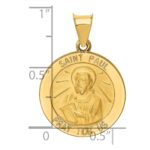 14k Polished and Satin Hollow St Paul Medal Round Pendant - Image 3
