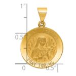 14k Polished and Satin Hollow St Theresa Medal Round Pendant - Image 3