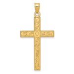 14k Etched Floral Cross Pendant