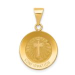 14k Polished and Satin Hollow CONFIRMATION with Cross Charm