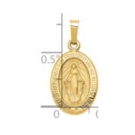 14k Polished and Satin Hollow Miraculous Medal Oval Pendant - Image 3