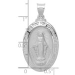 14k White Gold Polished and Satin Hollow Miraculous Medal Oval Pendant - Image 4