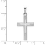 14K White Gold Brushed and Polished Latin Cross Pendant - Image 3