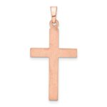 14K Rose Gold Brushed and Polished Hollow Cross Pendant - Image 4