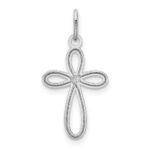 10k White Gold Polished Small Ribbon Cross Pendant - Image 3