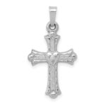 14K White Gold Diamond Fleur De Lis Cross with Heart Pendant