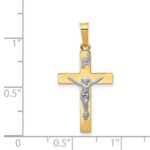 14K and White Rhodium Polished Inri Crucifix Pendant - Image 3
